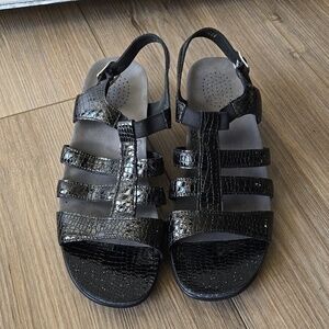 SAS Allegro Black Croc Sandals